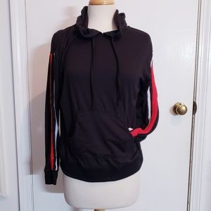 Black Hoodie Red/White Stripes
